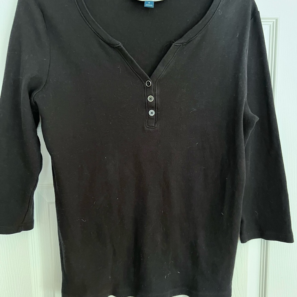 Ladies Size Medium "Karen Scott" Black Long Sleeve Top GUC ❤️